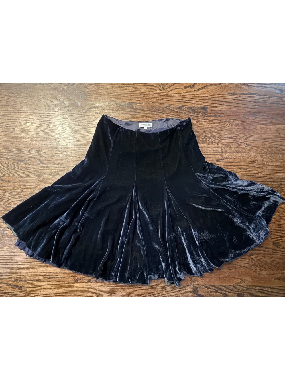 Margaret O’Leary San Francisco Silk Blend Velvet Midi Skirt Size M Paneled Flare